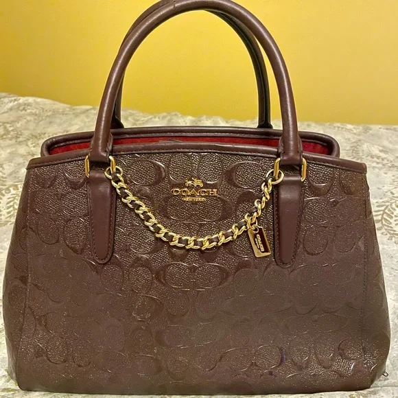 Coach Small Margot Carryall in Signature Debossed Leather (Oxblood) NWOT
